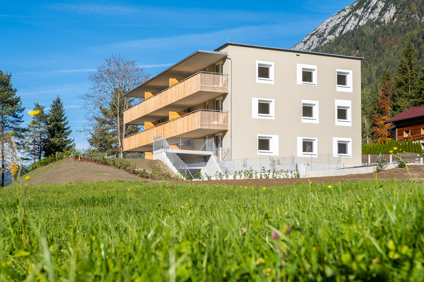 Neubau auf Wiese